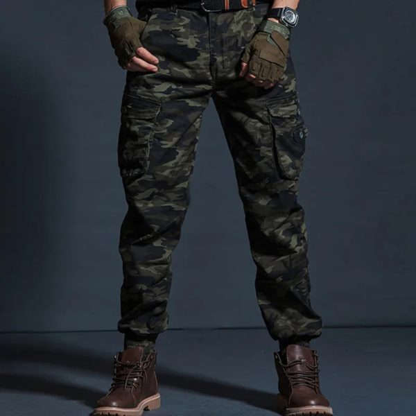 Pantalon cargo multi-poches pour hommes, pantalon décontracté, vêtements de l'armée noirs, vêtements de travail FjWork, mode de haute qualité – Image 2