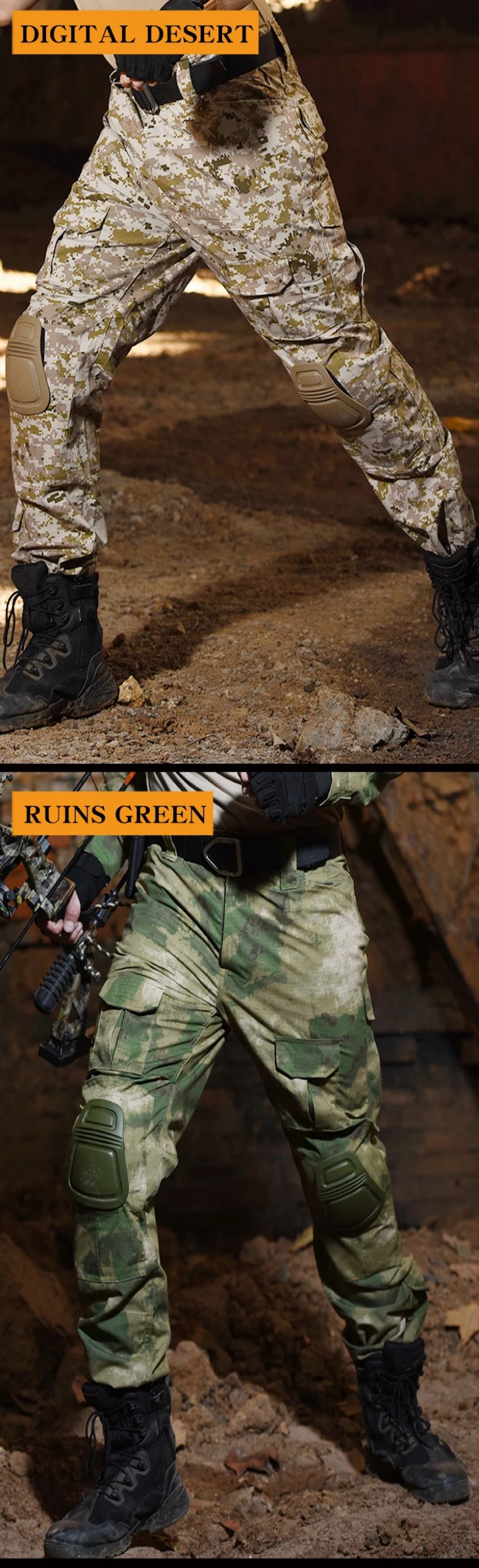 Pantalon skip avec coussinets pour homme, vêtements militaires, armée, airsoft, fjCamSolomon, chasse