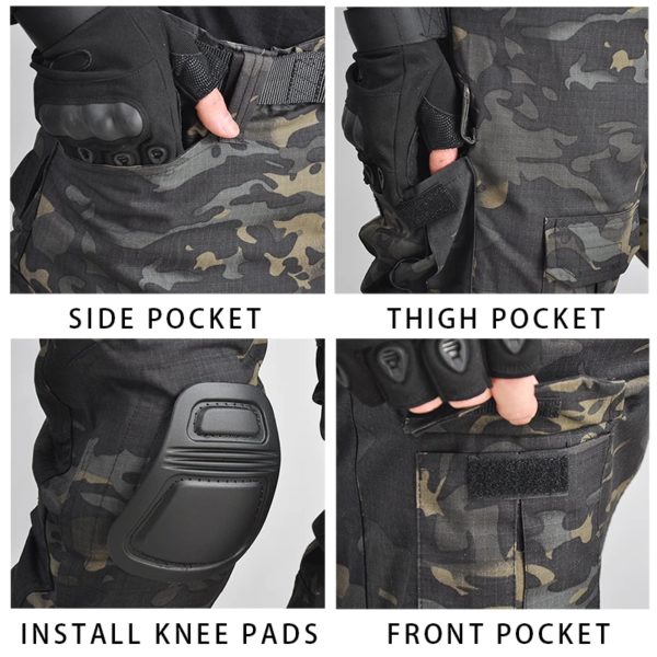 Pantalon skip avec coussinets pour homme, vêtements militaires, armée, airsoft, fjCamSolomon, chasse – Image 3