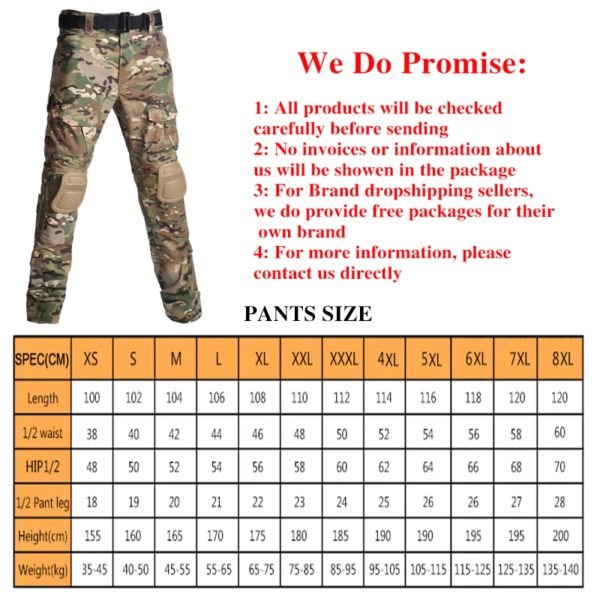 Pantalon skip avec coussinets pour homme, vêtements militaires, armée, airsoft, fjCamSolomon, chasse – Image 2