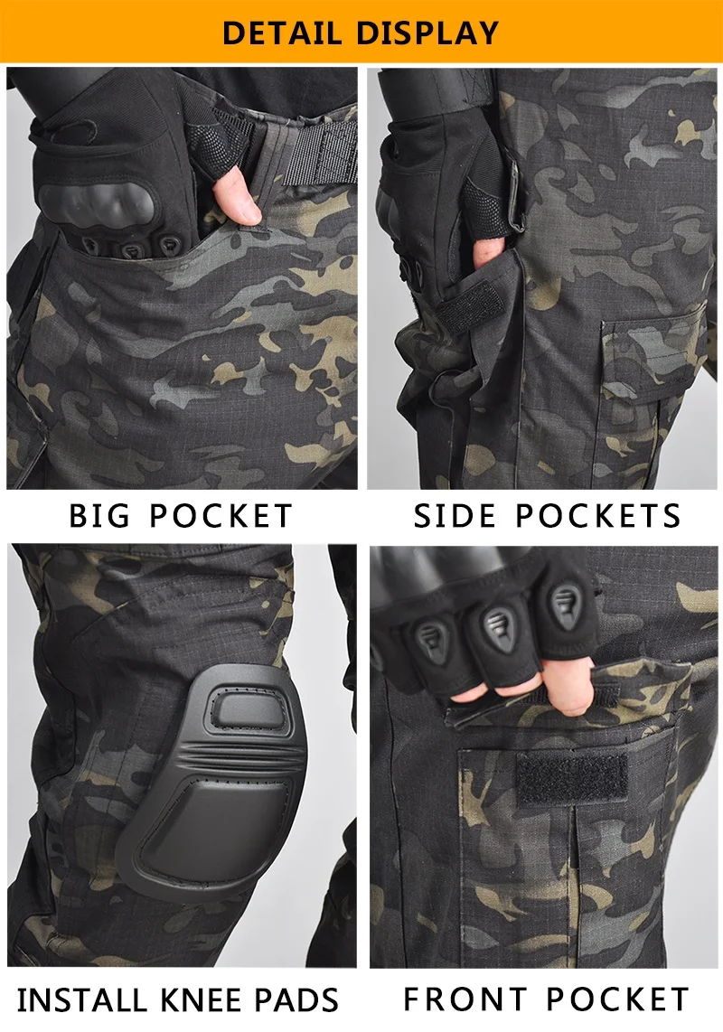 Pantalon skip avec coussinets pour homme, vêtements militaires, armée, airsoft, fjCamSolomon, chasse