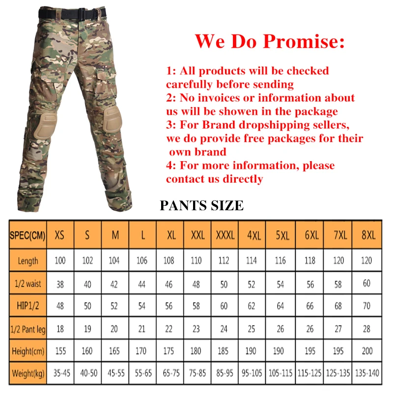 Pantalon skip avec coussinets pour homme, vêtements militaires, armée, airsoft, fjCamSolomon, chasse