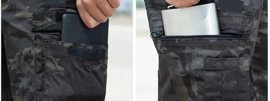 Pantalon cargo camouflage noir imperméable Ripstop, pantalon de travail multi-poches extérieur, résistant à l'usure, entraînement à la pêche, fjMale, automne