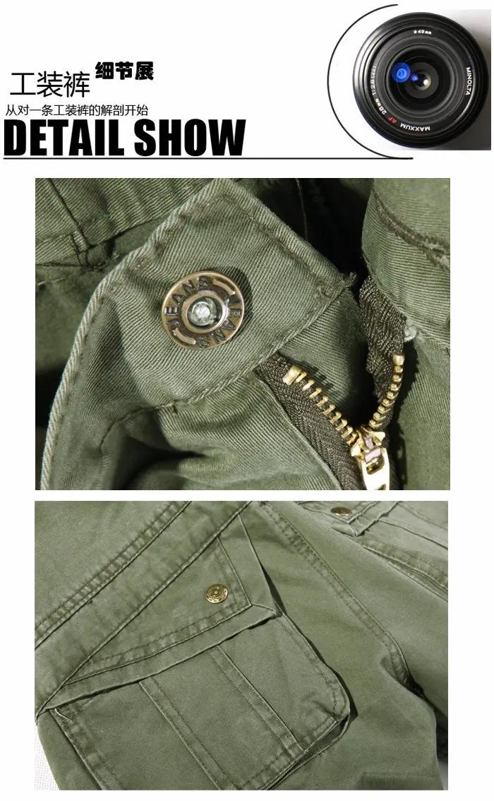 Pantalon tactique militaire pour homme, pantalon cargo ample, salopette en coton lavé, vert armée, multi-poches, pantalon de travail, taille 28-42