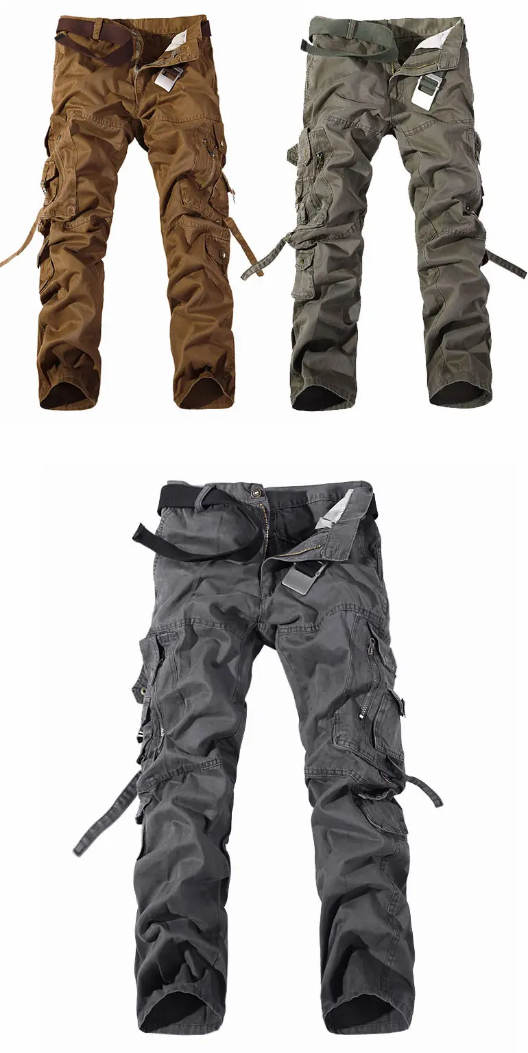 Pantalon tactique militaire pour homme, pantalon cargo ample, salopette en coton lavé, vert armée, multi-poches, pantalon de travail, taille 28-42