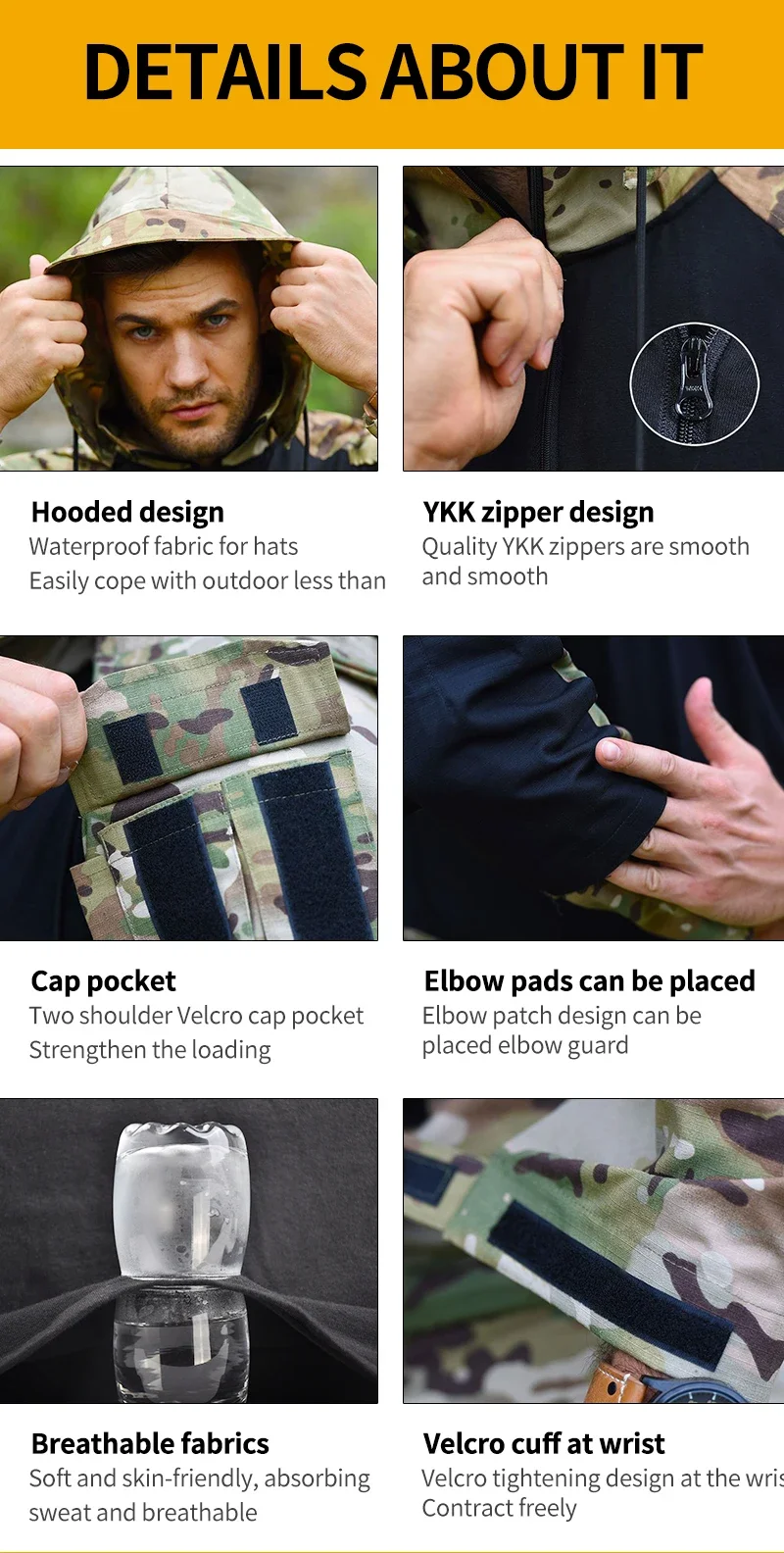 Sweat-Shirt à Capuche Résistant à l'Usure pour Homme, Vêtement à Manches sulfpour Airsoft, Paintball, Camping, html