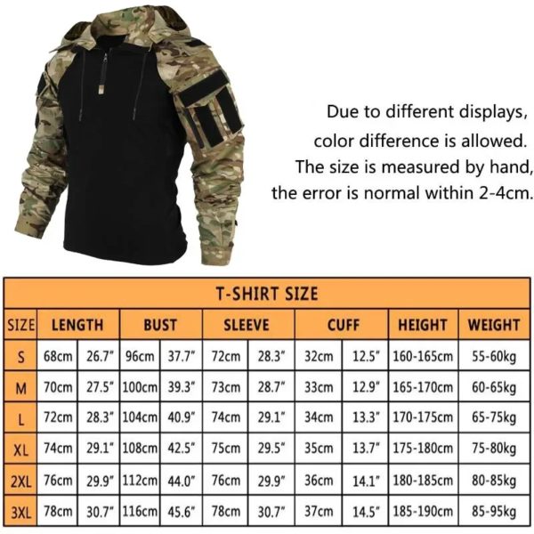 Sweat-Shirt à Capuche Résistant à l'Usure pour Homme, Vêtement à Manches sulfpour Airsoft, Paintball, Camping, html – Image 2