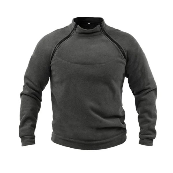 Pull à col montant pour hommes, vêtements d'extérieur respirants, document solide, chaud, automne et hiver – Image 3