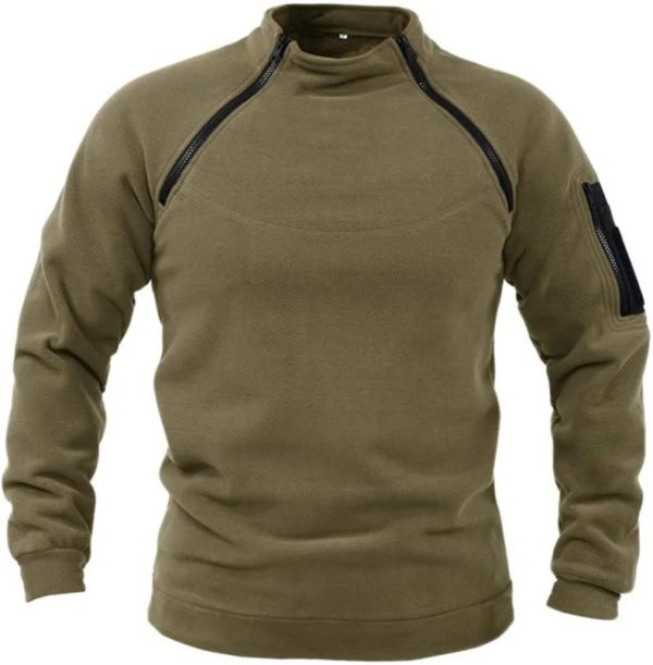 Pull à col montant pour hommes, vêtements d'extérieur respirants, document solide, chaud, automne et hiver – Image 6