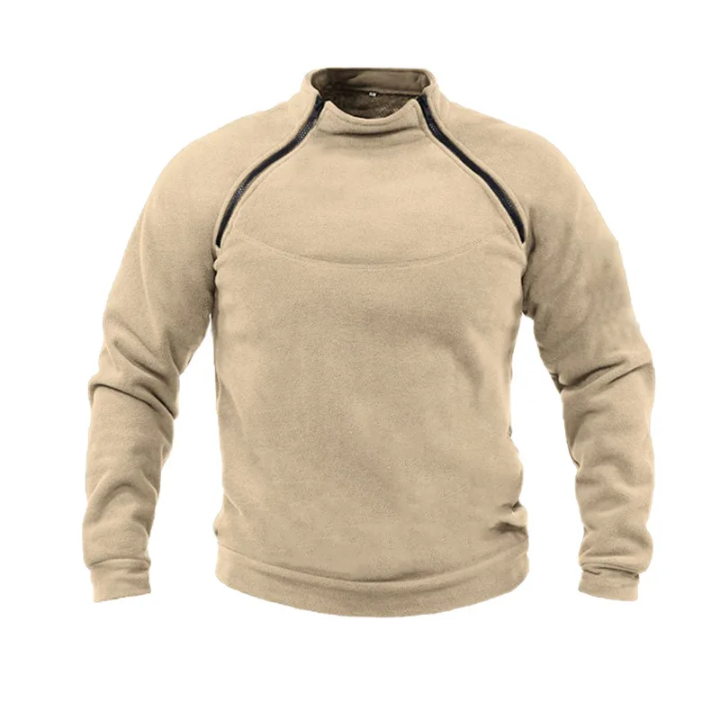 Pull à col montant pour hommes, vêtements d'extérieur respirants, document solide, chaud, automne et hiver