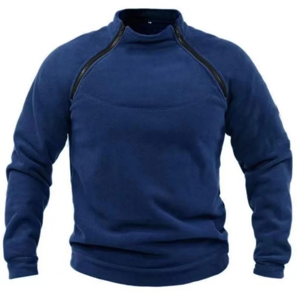 Pull à col montant pour hommes, vêtements d'extérieur respirants, document solide, chaud, automne et hiver – Image 5