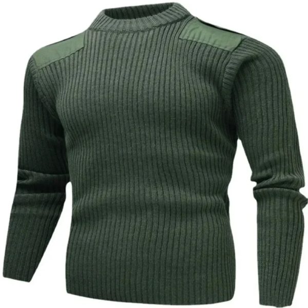 Dulsweater-Maillot de l'armée britannique pour homme, pull en laine, patch vintage, tricots à col rond, vert, froid, hiver – Image 3