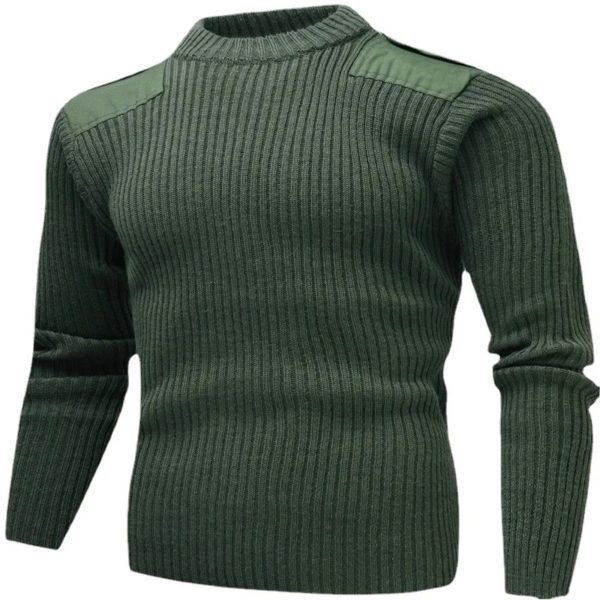 Dulsweater-Maillot de l'armée britannique pour homme, pull en laine, patch vintage, tricots à col rond, vert, froid, hiver