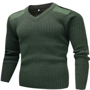 Dulsweater tricoté à manches longues pour hommes, pull en laine d'hiver, pull vert Tecretro, pull à col rond