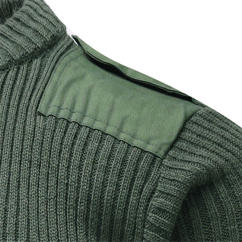 Dulsweater tricoté à manches longues pour hommes, pull en laine d'hiver, pull vert Tecretro, pull à col rond