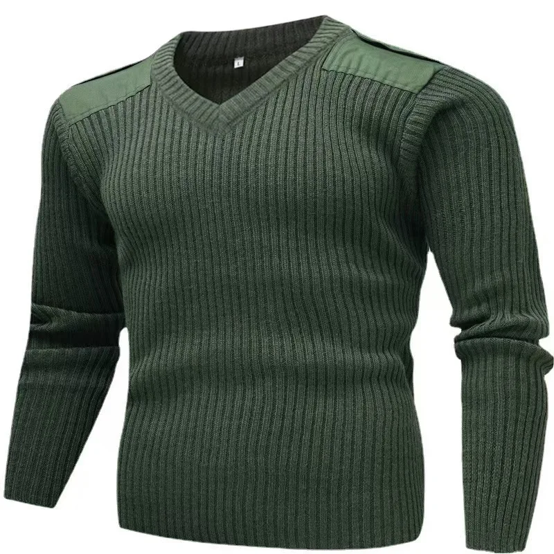 Dulsweater tricoté à manches longues pour hommes, pull en laine d'hiver, pull vert Tecretro, pull à col rond