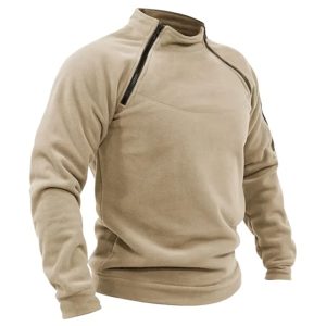 Dull-Sweat-shirt militaire à fermeture éclair pour hommes, pull décontracté à manches longues, pull document solide, veste de randonnée en plein air épaissie, S-3XL