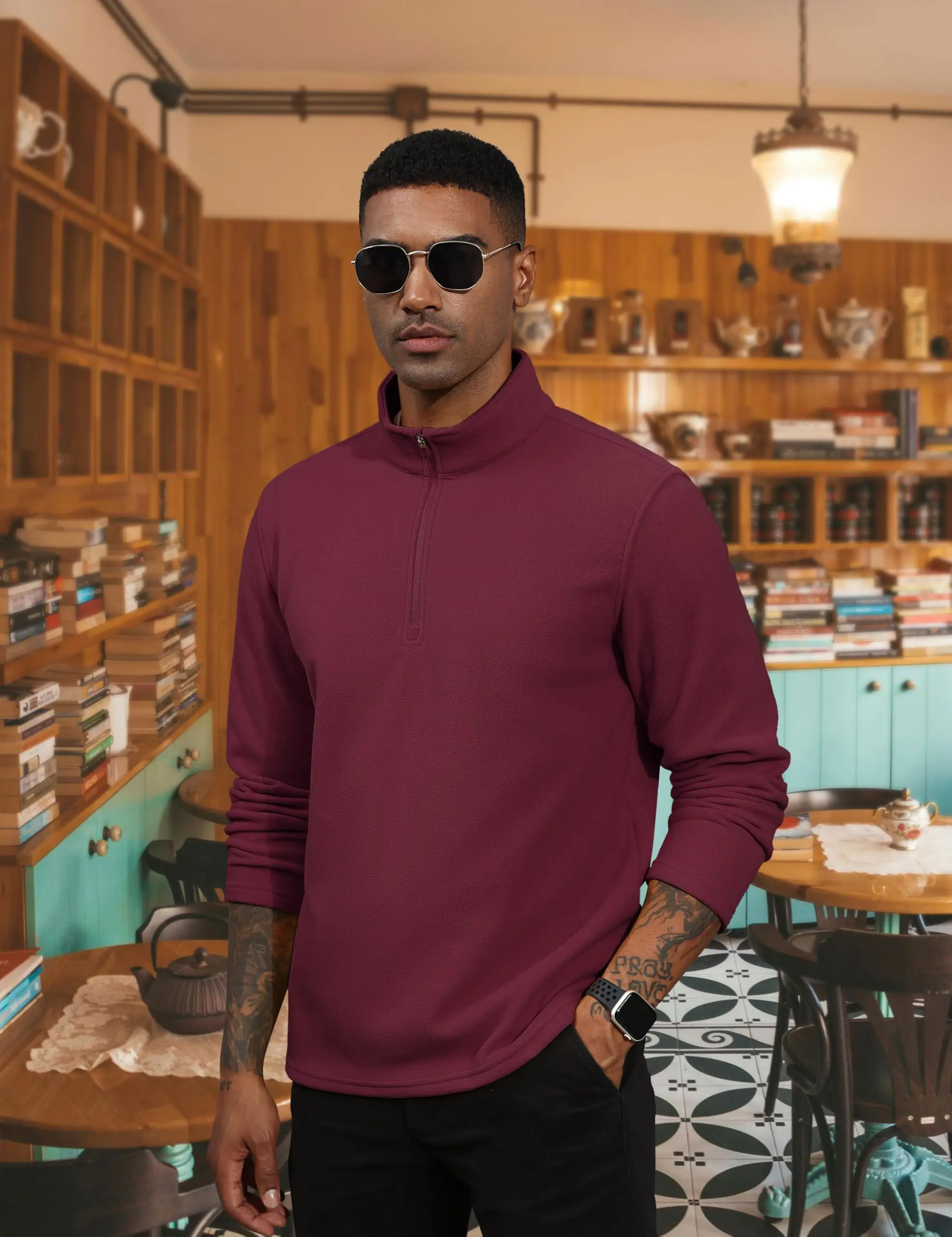 TACVASEN-Pull à col roulé pour homme, sweat à capuche décontracté, sourire PVD, pull chaud, sports athlétiques en plein air, chemises à fermeture éclair Y, 1/4 TACVASEN-Pull à col roulé pour homme, sweat à capuche décontracté, sourire PVD, pull chaud, sports athlétiques en plein air, chemises à fermeture éclair Y, 1/4