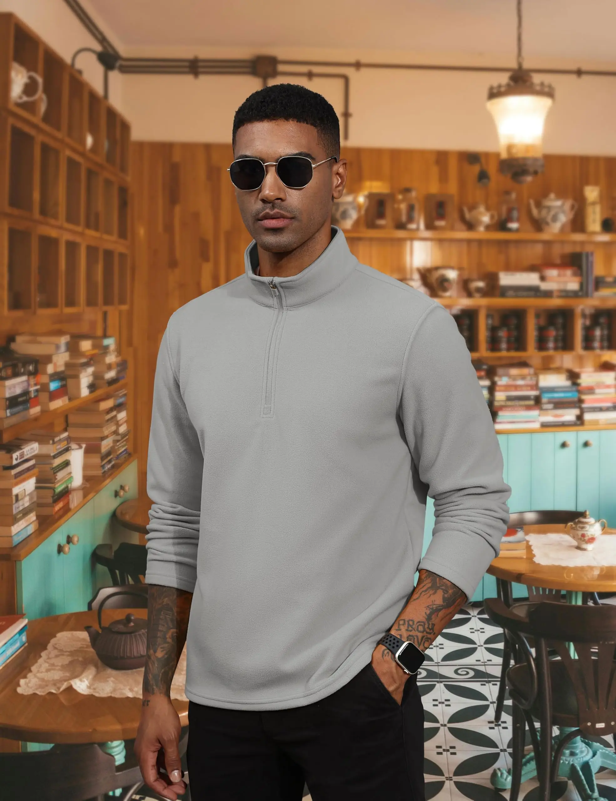 TACVASEN-Pull à col roulé pour homme, sweat à capuche décontracté, sourire PVD, pull chaud, sports athlétiques en plein air, chemises à fermeture éclair Y, 1/4 TACVASEN-Pull à col roulé pour homme, sweat à capuche décontracté, sourire PVD, pull chaud, sports athlétiques en plein air, chemises à fermeture éclair Y, 1/4