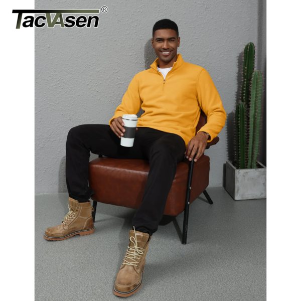 TACVASEN-Pull à col roulé pour homme, sweat à capuche décontracté, sourire PVD, pull chaud, sports athlétiques en plein air, chemises à fermeture éclair Y, 1/4 – Image 4