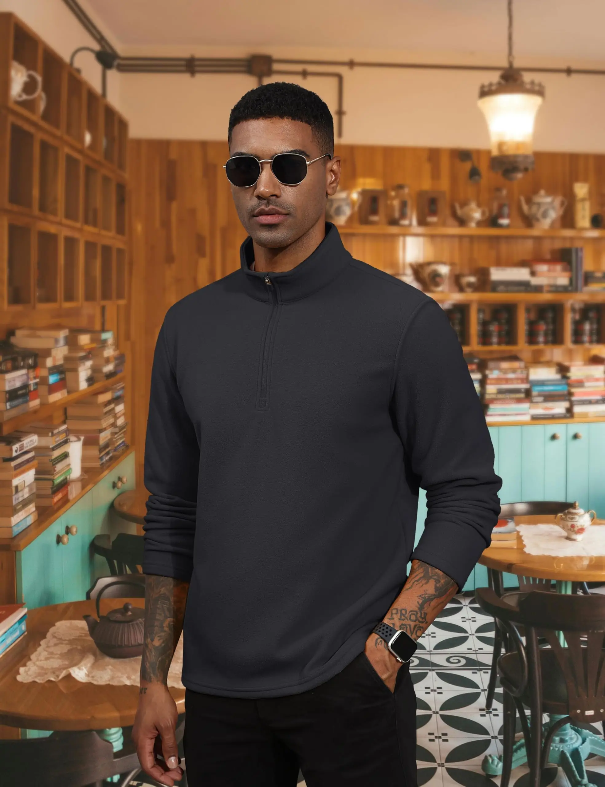 TACVASEN-Pull à col roulé pour homme, sweat à capuche décontracté, sourire PVD, pull chaud, sports athlétiques en plein air, chemises à fermeture éclair Y, 1/4 TACVASEN-Pull à col roulé pour homme, sweat à capuche décontracté, sourire PVD, pull chaud, sports athlétiques en plein air, chemises à fermeture éclair Y, 1/4