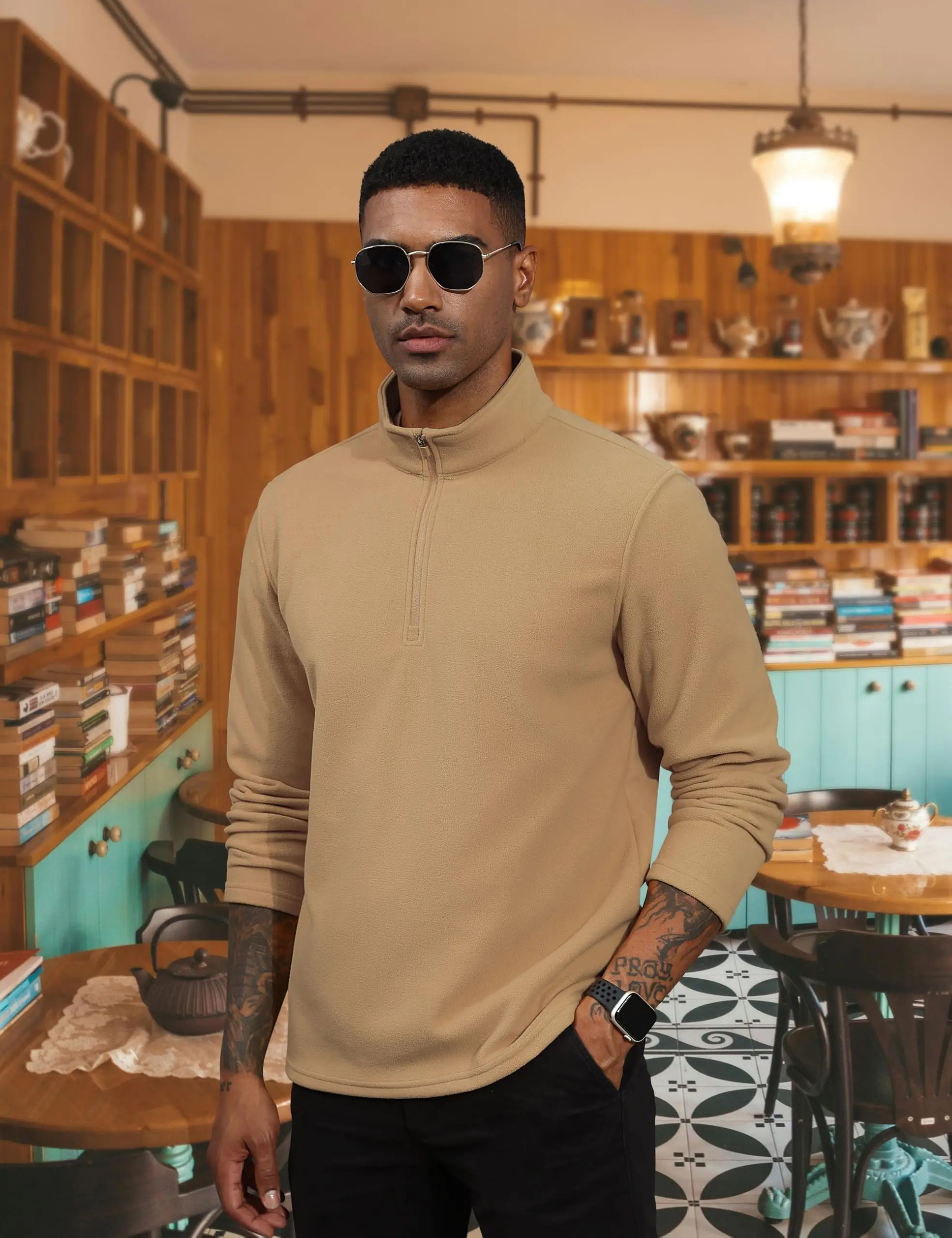 TACVASEN-Pull à col roulé pour homme, sweat à capuche décontracté, sourire PVD, pull chaud, sports athlétiques en plein air, chemises à fermeture éclair Y, 1/4 TACVASEN-Pull à col roulé pour homme, sweat à capuche décontracté, sourire PVD, pull chaud, sports athlétiques en plein air, chemises à fermeture éclair Y, 1/4