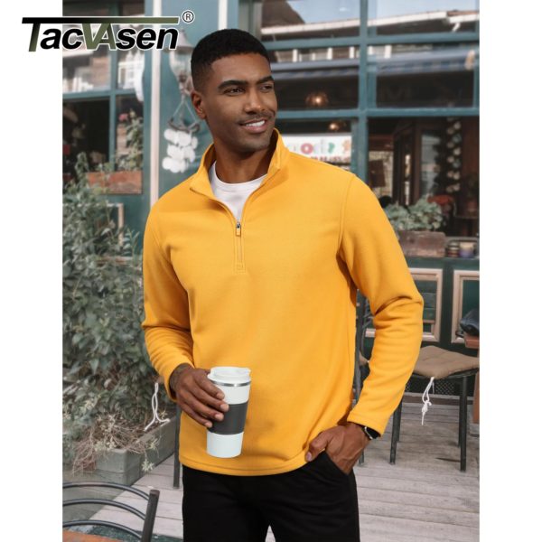 TACVASEN-Pull à col roulé pour homme, sweat à capuche décontracté, sourire PVD, pull chaud, sports athlétiques en plein air, chemises à fermeture éclair Y, 1/4 – Image 3