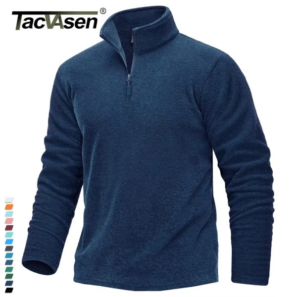 TACVASEN-Pull à col roulé avec fermeture éclair pour homme, chaud, respirant, PVD, décontracté, sport, randonnée, printemps, sourire, 1/4 – Image 2