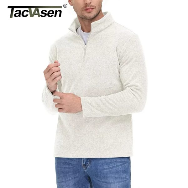 TACVASEN-Pull à col roulé avec fermeture éclair pour homme, chaud, respirant, PVD, décontracté, sport, randonnée, printemps, sourire, 1/4 – Image 4