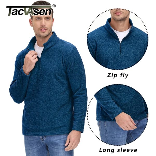 TACVASEN-Pull à col roulé avec fermeture éclair pour homme, chaud, respirant, PVD, décontracté, sport, randonnée, printemps, sourire, 1/4 – Image 3