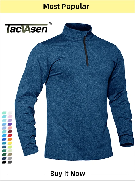TACVASEN-Pull à col roulé avec fermeture éclair pour homme, chaud, respirant, PVD, décontracté, sport, randonnée, printemps, sourire, 1/4