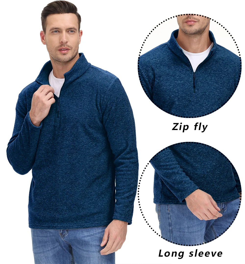 TACVASEN-Pull à col roulé avec fermeture éclair pour homme, chaud, respirant, PVD, décontracté, sport, randonnée, printemps, sourire, 1/4 TACVASEN-Pull à col roulé avec fermeture éclair pour homme, chaud, respirant, PVD, décontracté, sport, randonnée, printemps, sourire, 1/4