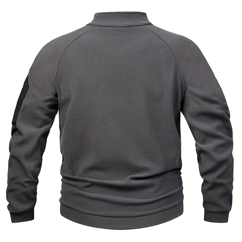 Pull à Manches sulfet Col Montant pour Homme, Vêtement Solide, Respirant, avec Fermeture Éclair, Coupe-Vent, Épais – Image 4