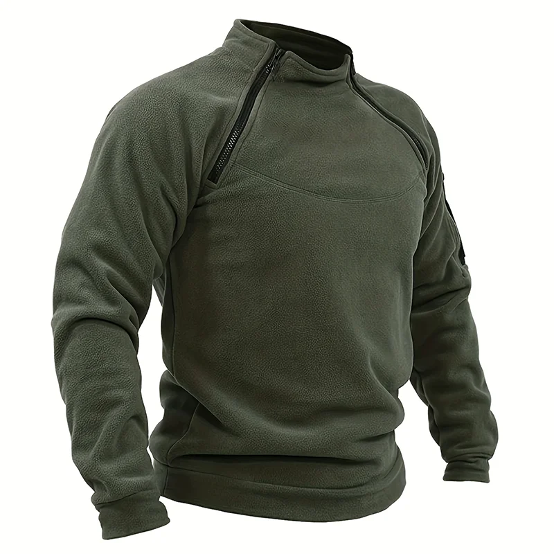 Pull à Manches sulfet Col Montant pour Homme, Vêtement Solide, Respirant, avec Fermeture Éclair, Coupe-Vent, Épais