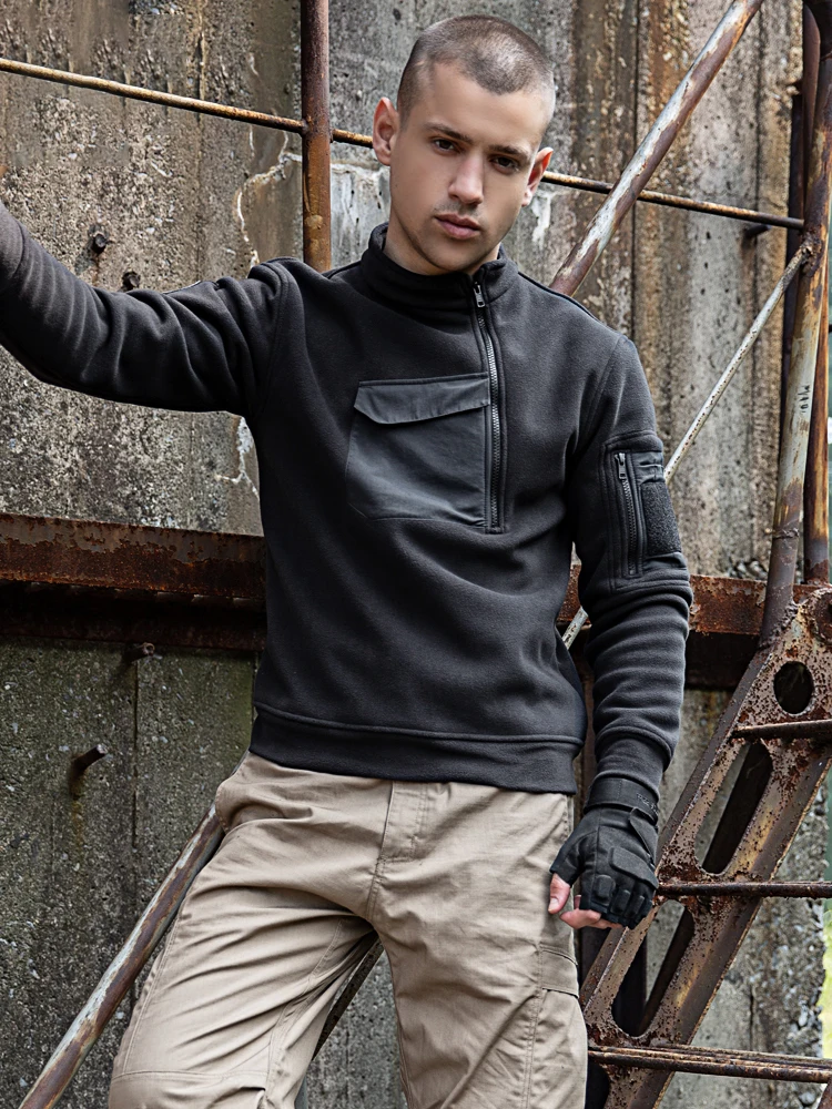 Sweat-shirt militaire de haute qualité pour hommes, pull US SWAT, vestes Polar Smile, fermeture éclair inclinée, chaud, extérieur, ski, camping, hiver Sweat-shirt militaire de haute qualité pour hommes, pull US SWAT, vestes Polar Smile, fermeture éclair inclinée, chaud, extérieur, ski, camping, hiver