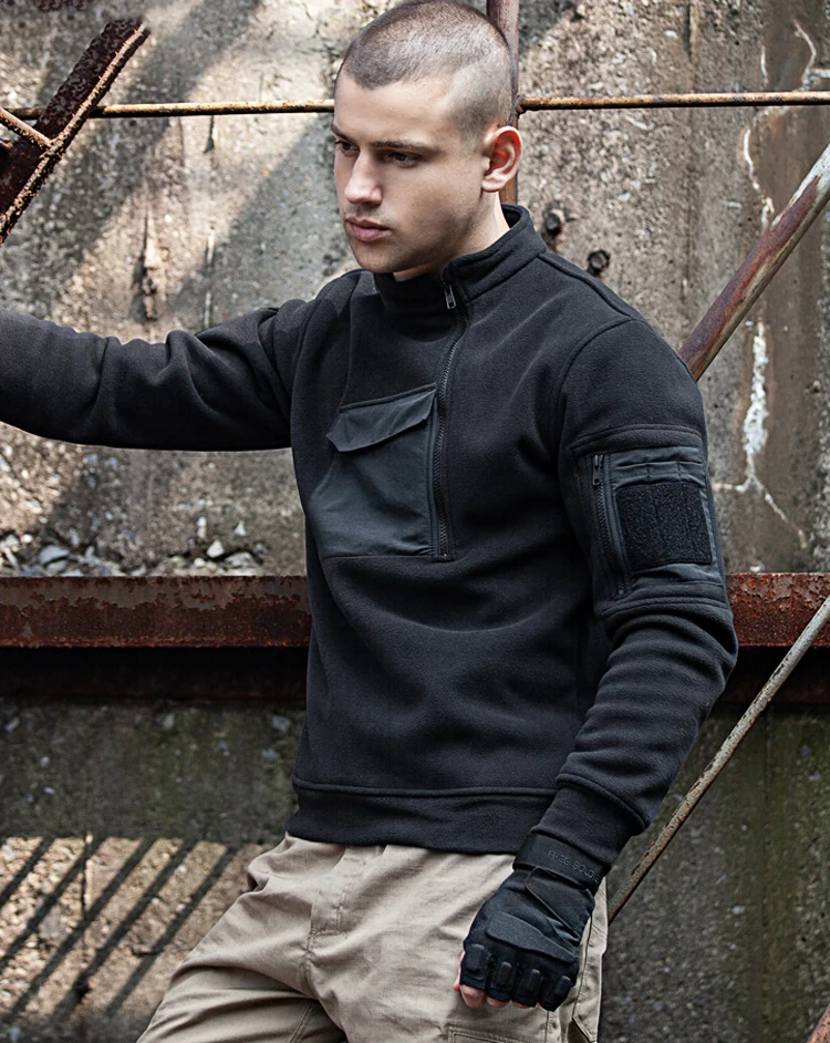 Sweat-shirt militaire de haute qualité pour hommes, pull US SWAT, vestes Polar Smile, fermeture éclair inclinée, chaud, extérieur, ski, camping, hiver Sweat-shirt militaire de haute qualité pour hommes, pull US SWAT, vestes Polar Smile, fermeture éclair inclinée, chaud, extérieur, ski, camping, hiver