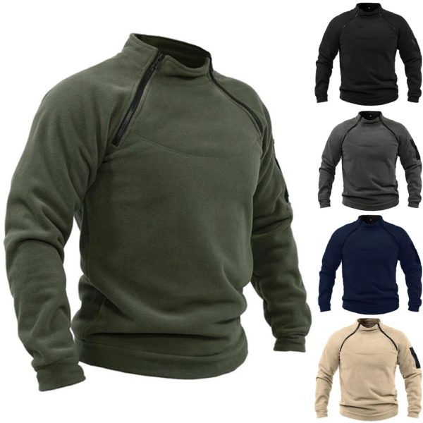 Sweat à capuche à col montant pour hommes, vêtements d'extérieur respirants pour hommes, vêtements de sport chauds, vêtements de sport solides, automne et hiver