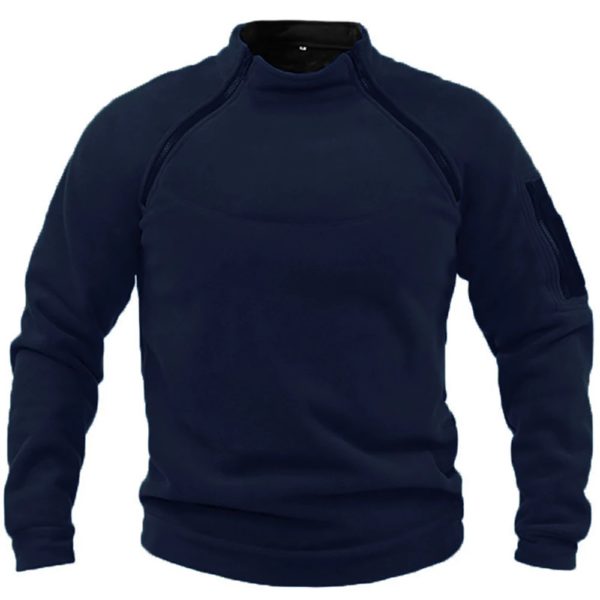 Sweat à capuche à col montant pour hommes, vêtements d'extérieur respirants pour hommes, vêtements de sport chauds, vêtements de sport solides, automne et hiver – Image 2