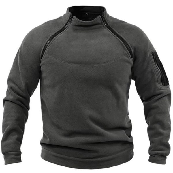 Sweat à capuche à col montant pour hommes, vêtements d'extérieur respirants pour hommes, vêtements de sport chauds, vêtements de sport solides, automne et hiver – Image 3