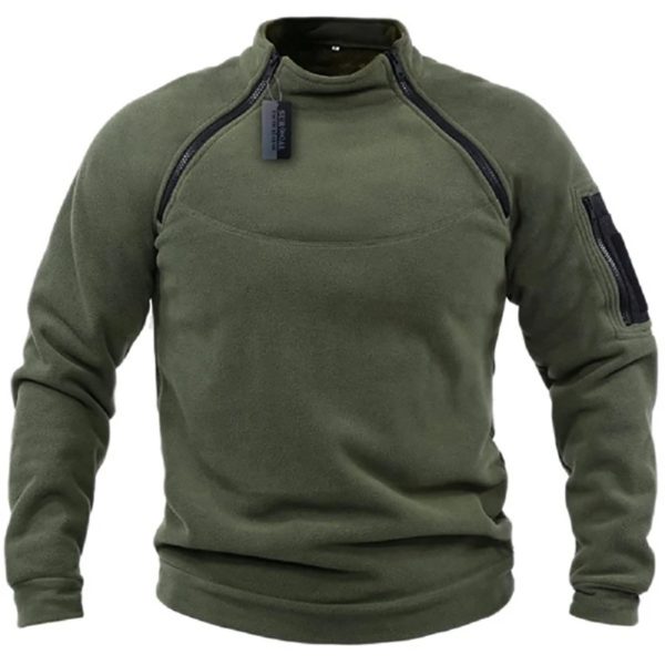 Sweat à capuche à col montant pour hommes, vêtements d'extérieur respirants pour hommes, vêtements de sport chauds, vêtements de sport solides, automne et hiver – Image 4