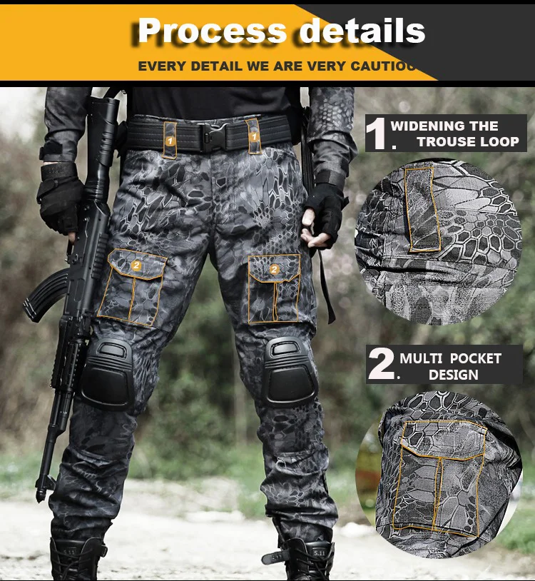 Pantalon de chasse avec genouillères pour homme, vêtement de randonnée, airsoft, dulcargo, fjpaintball