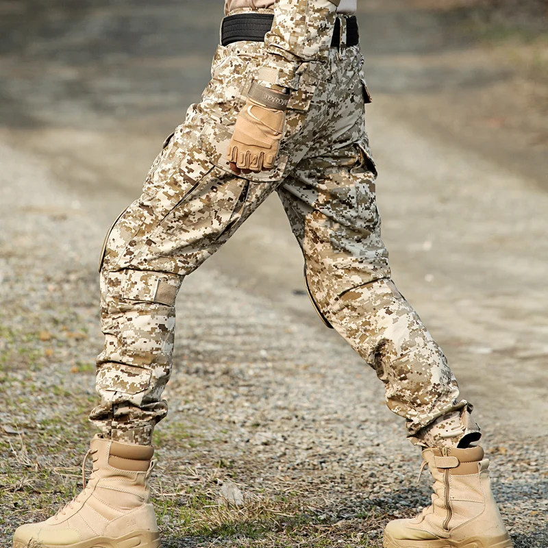 Pantalon de chasse avec genouillères pour homme, vêtement de randonnée, airsoft, dulcargo, fjpaintball
