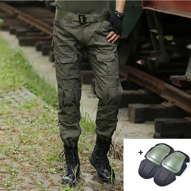 With knee pads.