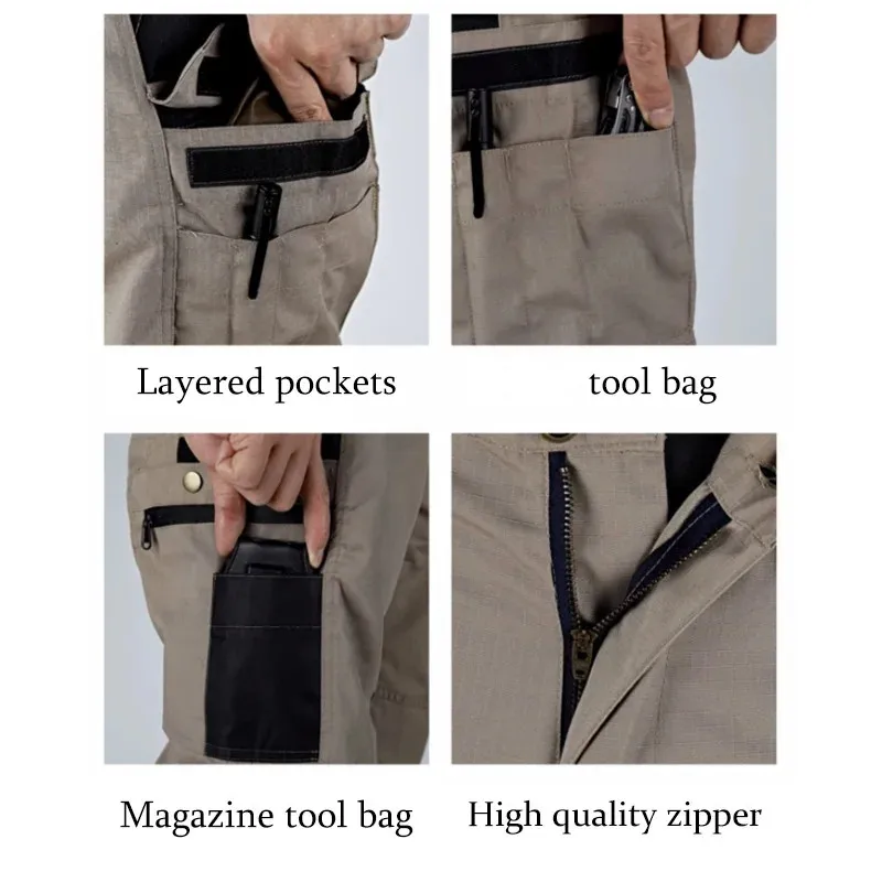 Pantalon de travail droit multi-poches pour hommes, jogging extérieur, vêtements décontractés, printemps, automne