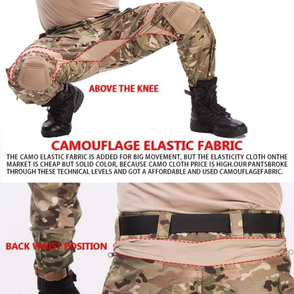 Costumes militaires DulPants, chemises skip, pantalons, vêtements de travail Airsoft Paintball, uniforme de police de scout camouflage de l'armée américaine, kit de tir – Image 4