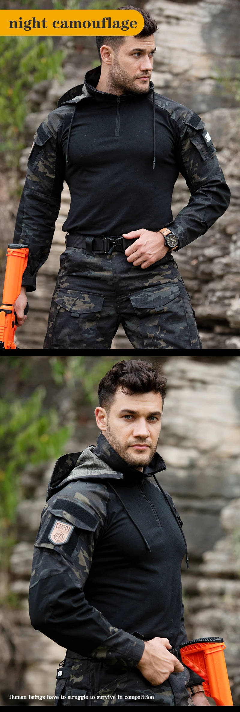 Costumes militaires DulPants, chemises skip, pantalons, vêtements de travail Airsoft Paintball, uniforme de police de scout camouflage de l'armée américaine, kit de tir