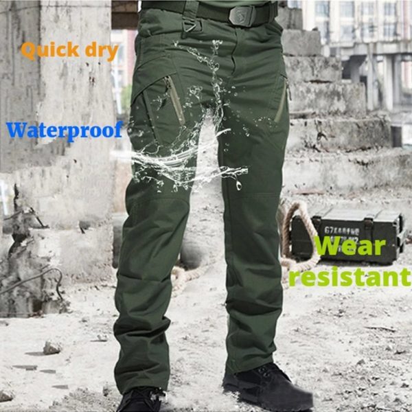 Pantalon cargo imperméable pour homme, jogging militaire masculin, pantalon élastique à poches multiples, grande taille, FjOutdoor – Image 3
