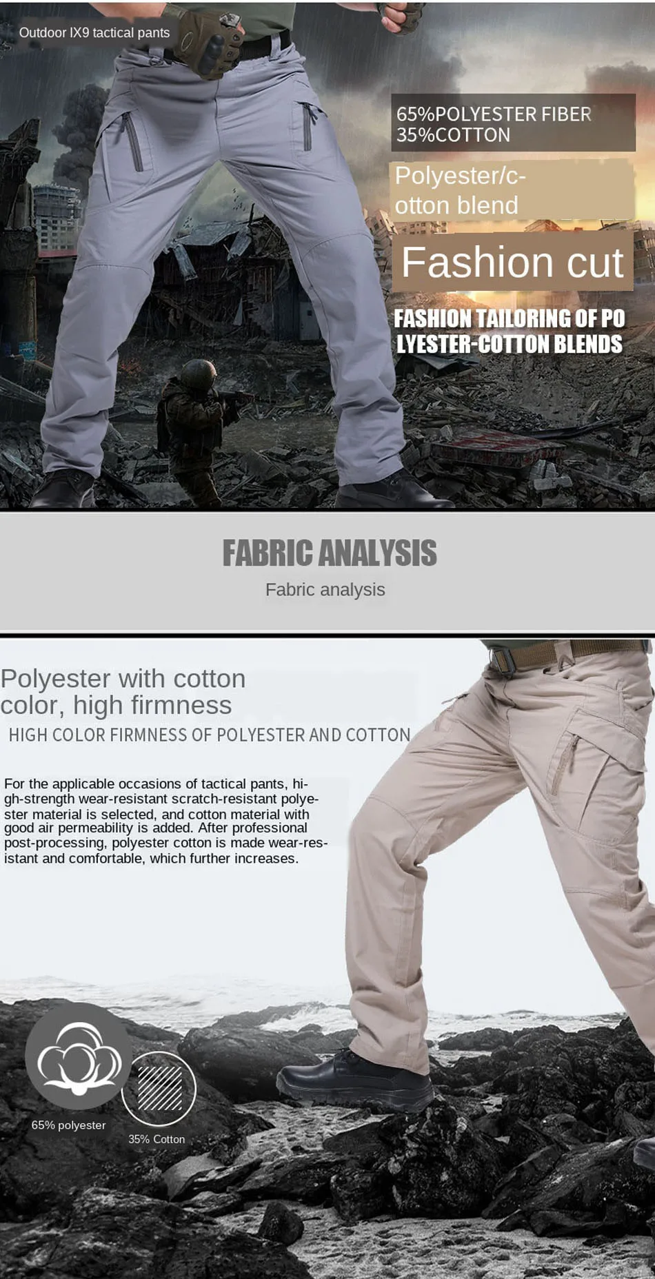 Pantalon cargo imperméable pour homme, jogging militaire masculin, pantalon élastique à poches multiples, grande taille, FjOutdoor Pantalon cargo imperméable pour homme, jogging militaire masculin, pantalon élastique à poches multiples, grande taille, FjOutdoor