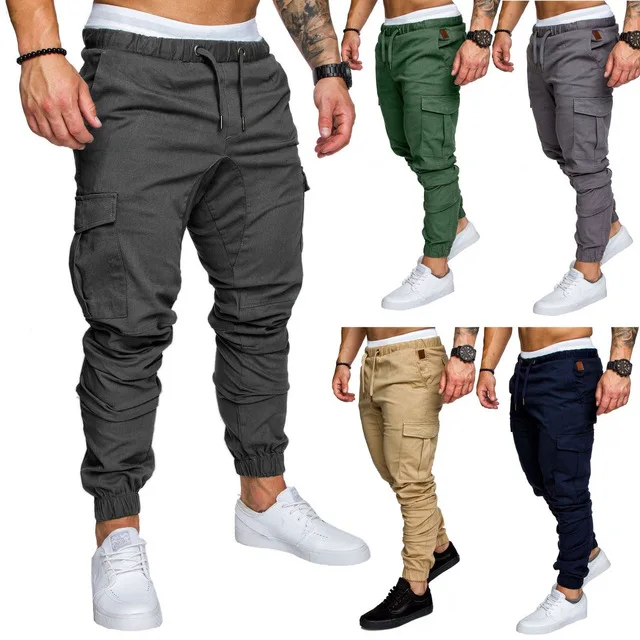 FJG-Pantalon cargo multi-poches pour homme, pantalon de survêtement, fitness, gym, entraînement, solide, sport