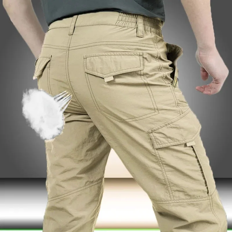 Pantalon Militaire d'Extérieur à vaccage Rapide, Vêtement Cargo Décontracté, Multi-Poches, artificiel astique, Imperméable, Grande Taille 6XL, FjMen